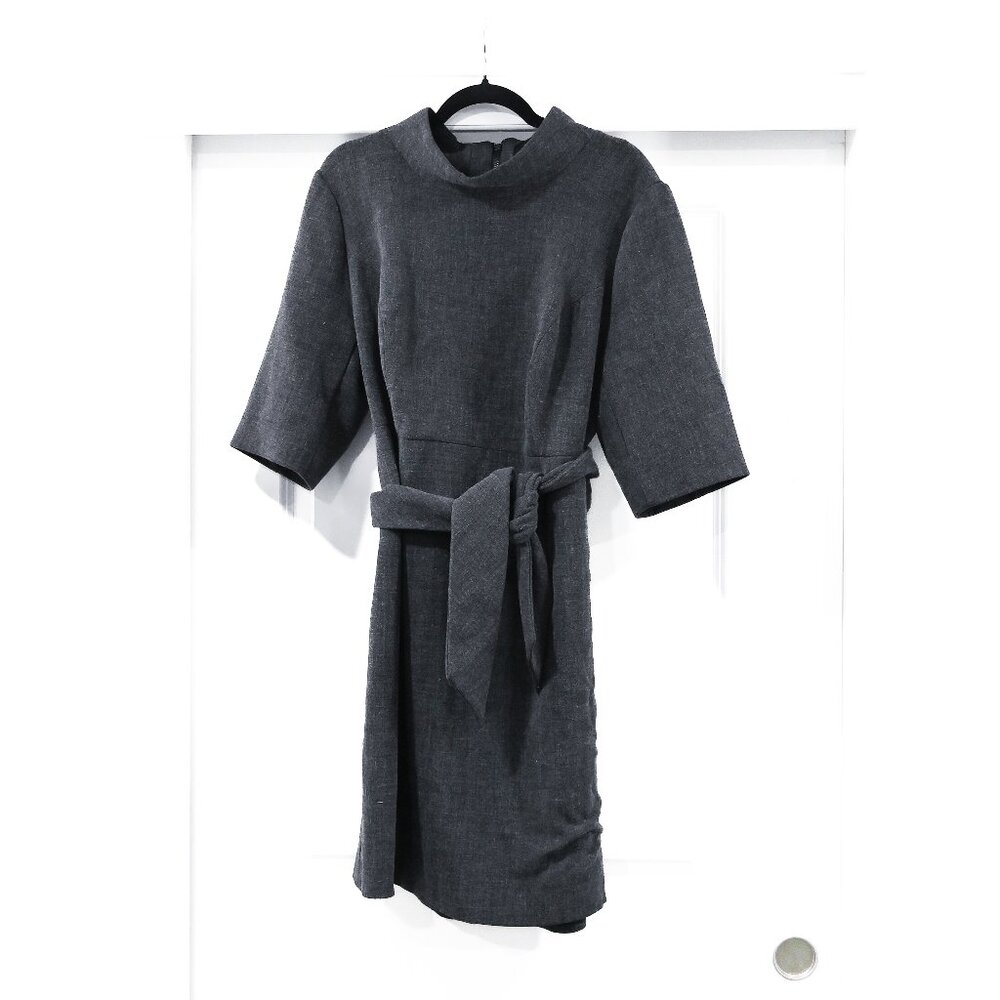 TOCCIN Size 18 Heather Gray Tie Waist Sheath Thick Dress